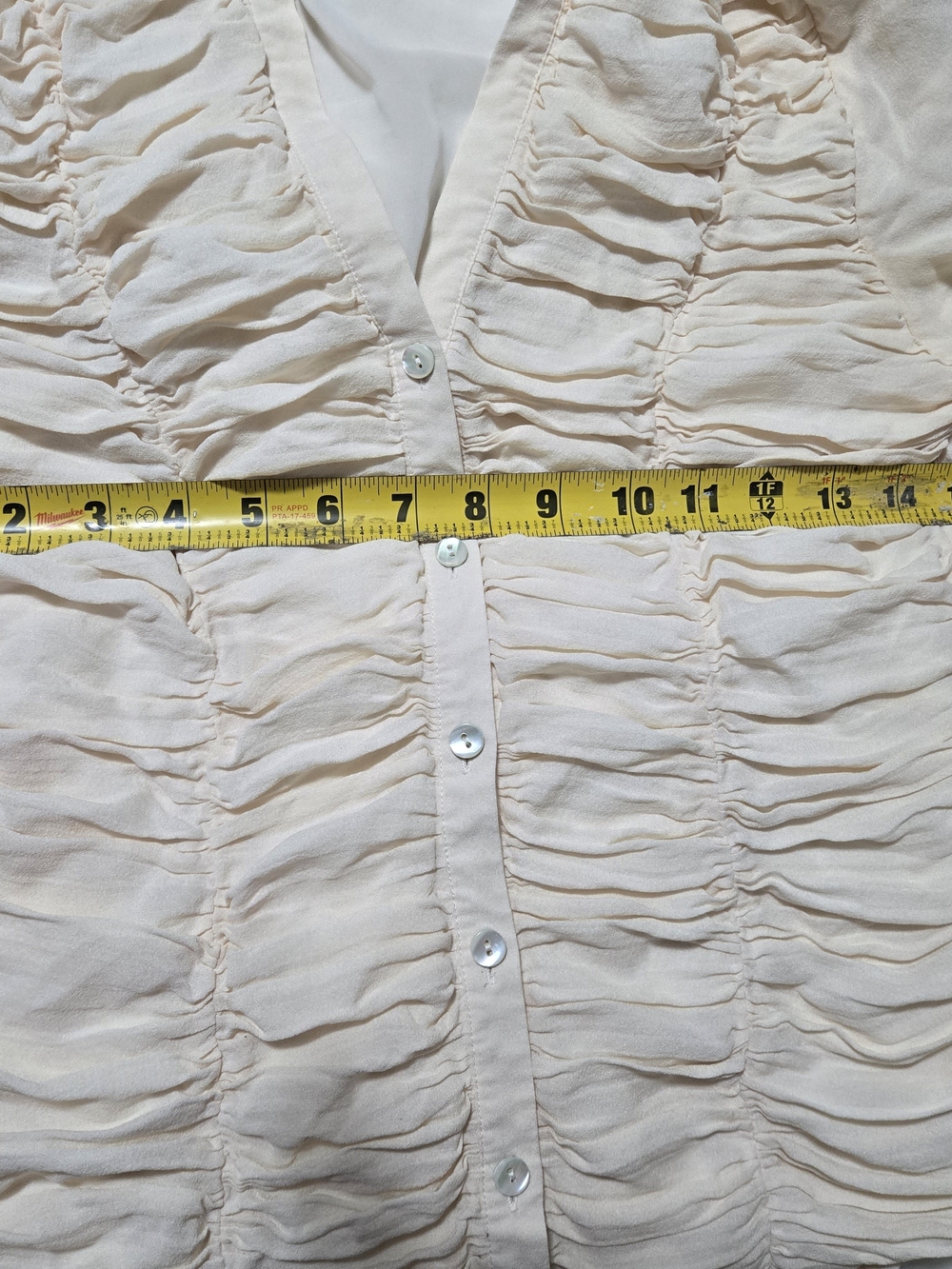 Talbots Cream Ruffled Button-Down Blouse - Picture 7 of 10